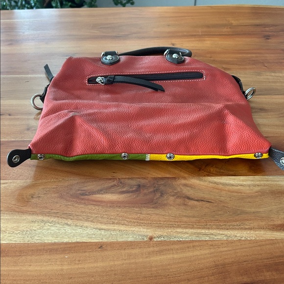 Multicolored Patchwork High Quality Pebbled Leather Purse - Picture 16 of 17